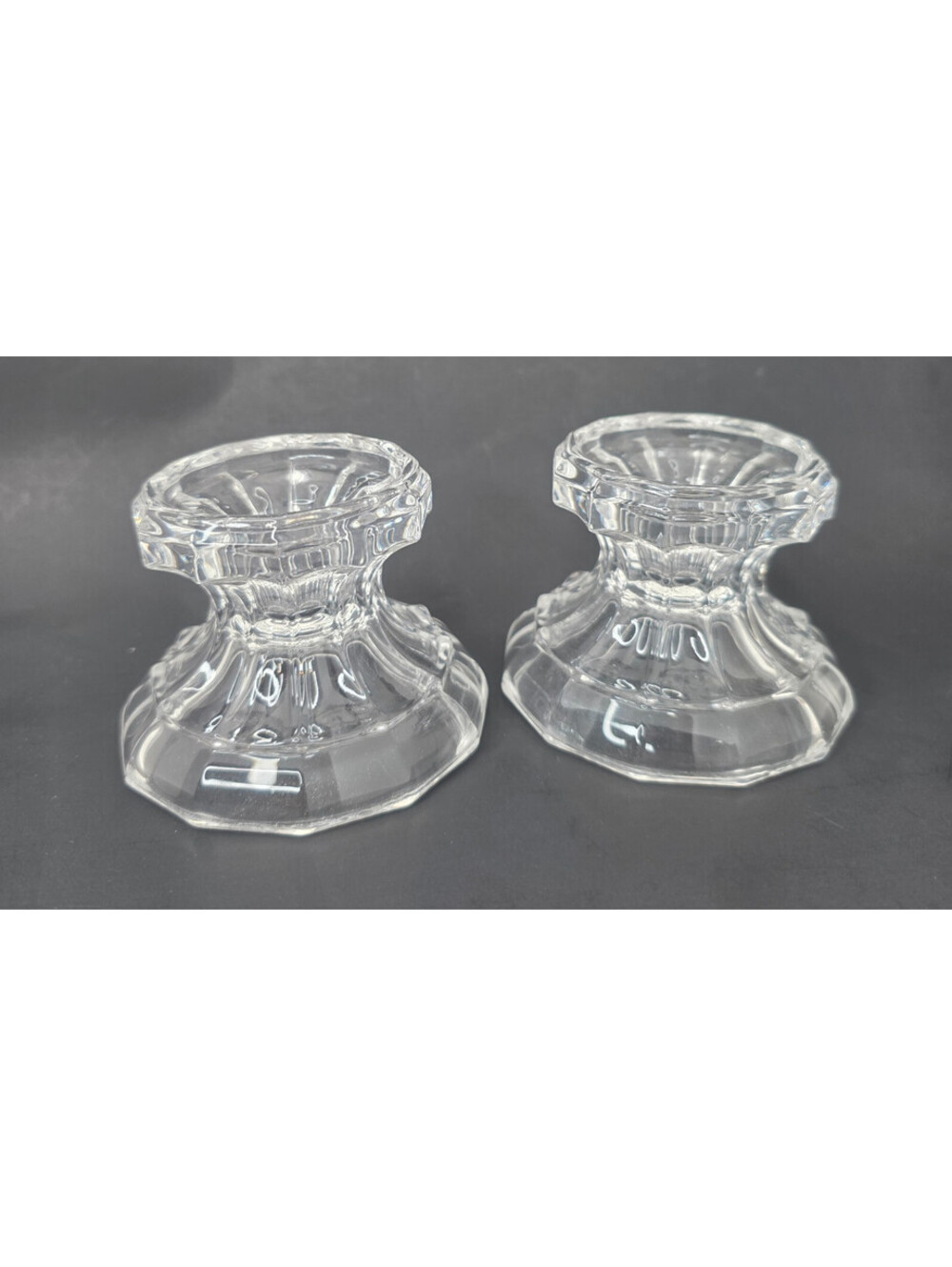 Vintage Crystal Glass American Fostoria Taper/Pillar Candle Holders 2 pc. Set